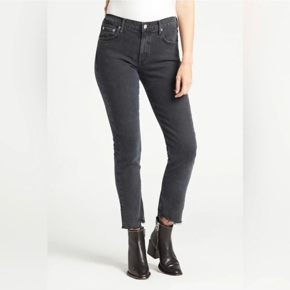 Agolde Toni Mid Rise Straight‎ Jeans Black Ferel Size 23 - Picture 1 of 7
